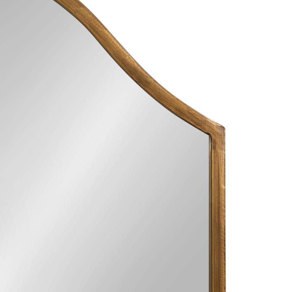 Gramera 20x30 Traditional Scalloped Gold Arch Wall Mirror with Shelf