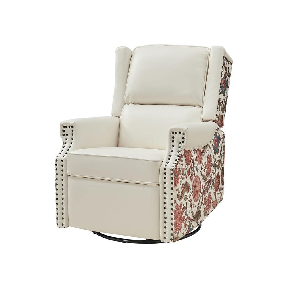 Pedro White Transitional Ergonomic Swivel Rocker Recliner