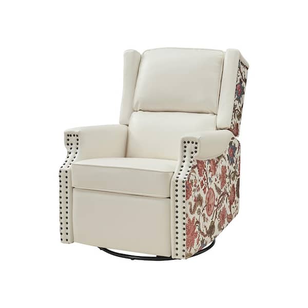 JAYDEN CREATION Pedro White Transitional Ergonomic Swivel Rocker Recliner
