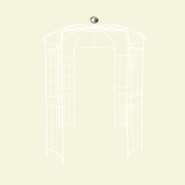 114.2 in. x 81.3 in. Iron Birdcage Shape Garden Arbor in White