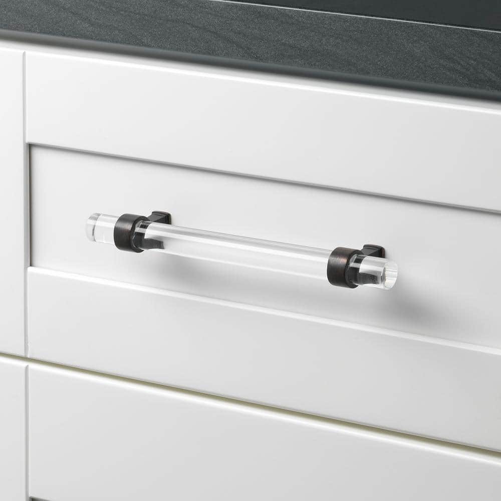 7-Inch Clear Acrylic Bar Pull with Oil Rubbed Bronze Mounts