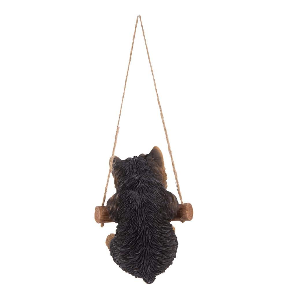 Adorable Hanging Black and Brown Yorkshire Terrier Puppy Statue