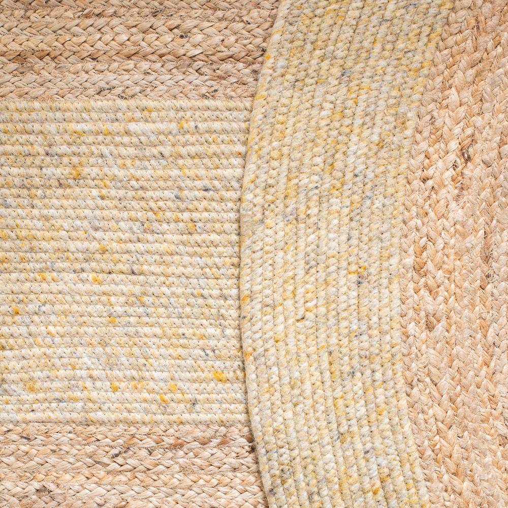 Handwoven Gold and Natural Round Wool Cotton Area Rug