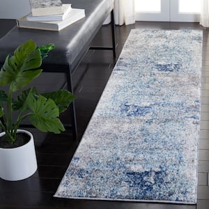 Aston Light Blue/Gray 2 ft. x 7 ft. Distressed Abstract Runner Rug