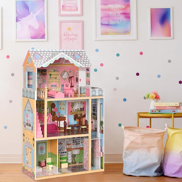 MDF Wooden Dreamy Dollhouse for Kids Great Gift for Kids TOY-CYEL-153 - The  Home Depot