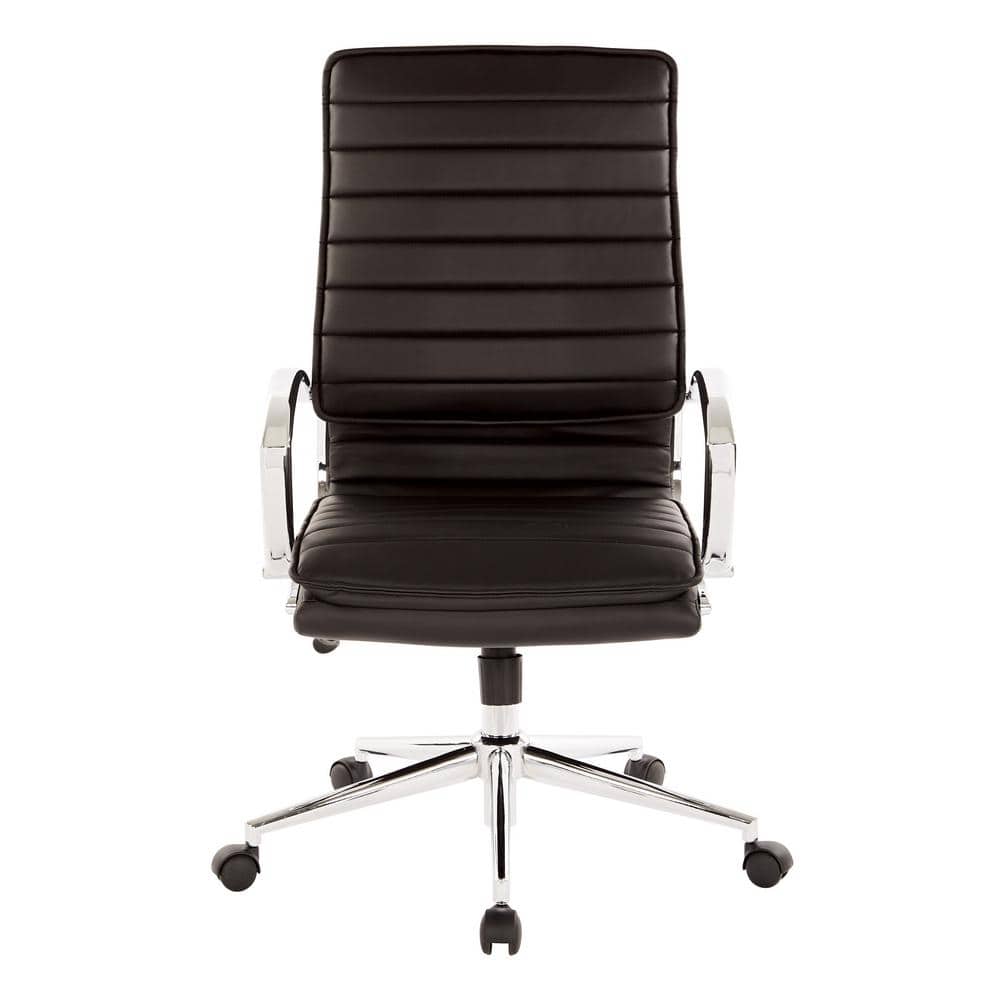 Office Star SL8471 Black Leather Club Chair