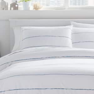 Tideline 3-Piece Navy Blue Striped Microfiber Full/Queen Comforter Set