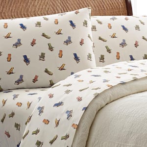 Beach Chairs Graphic 200-Thread Count Cotton Sheet Set