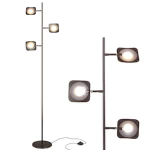 Tree 60 in. Oil Brushed Bronze Industrial 3-Light 3-Way Dimming LED Floor Lamp with 3 Adjustable Spot Lights