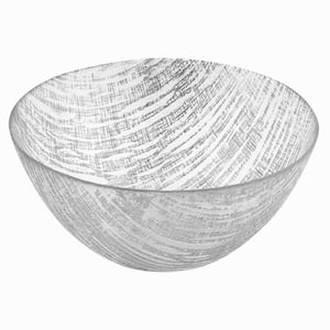 8.75 in. D Silver Lines Handcrafted Glass Bowl