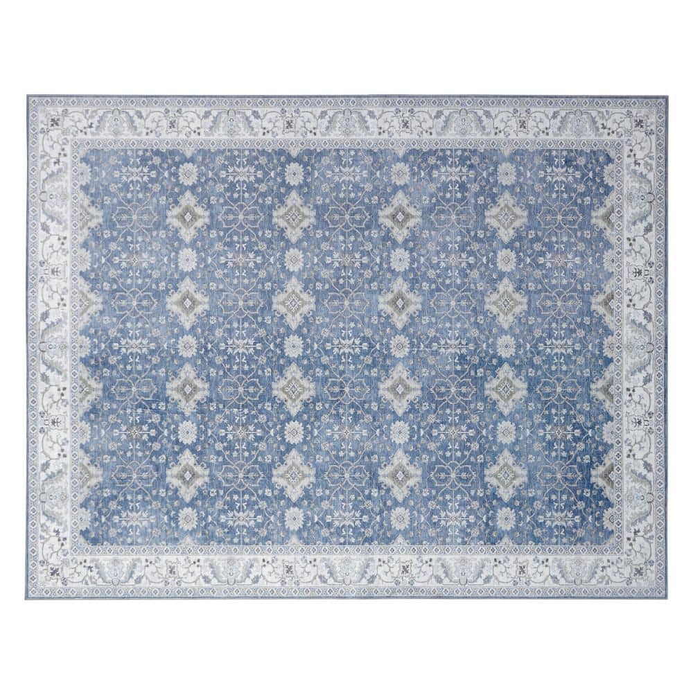 Wyatt & Ash Willa Blue/Taupe 7 ft. x 10 ft. Woven Geometric