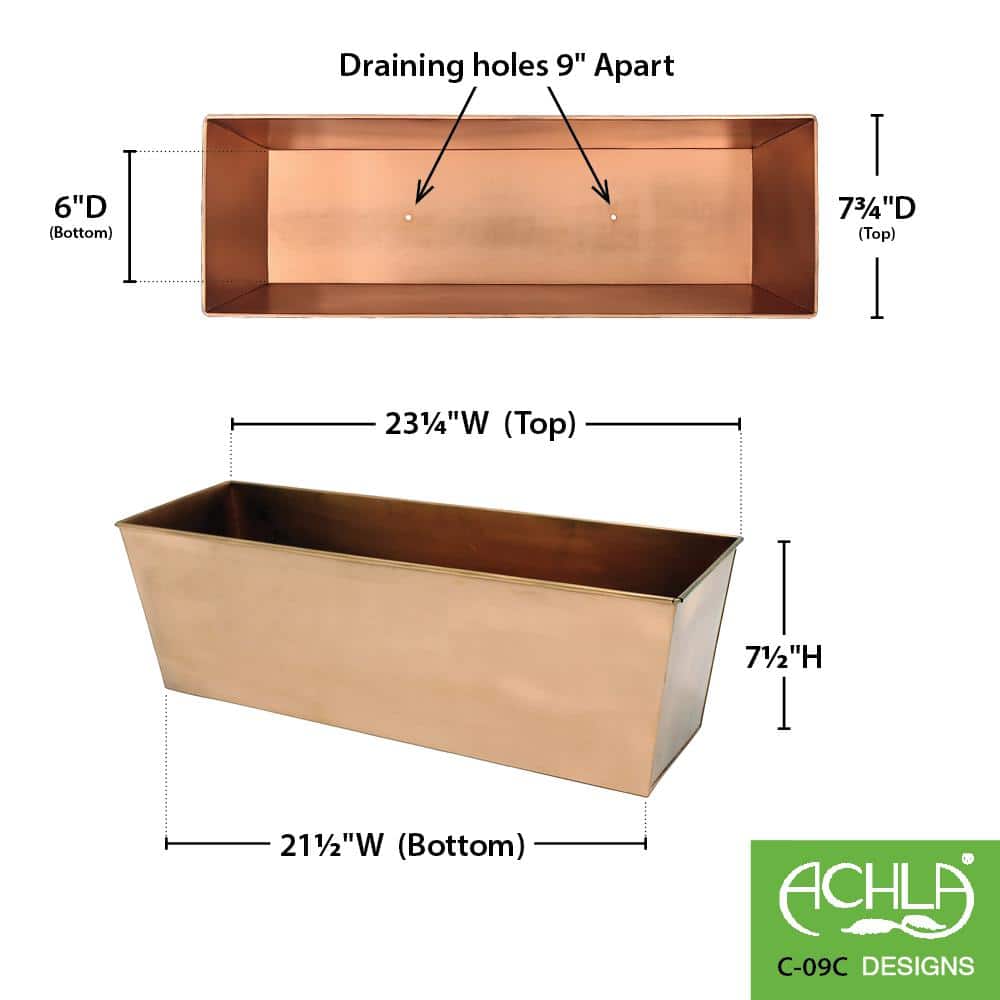 Medium Copper Plated Galvanized Steel Rectangular Planter Box