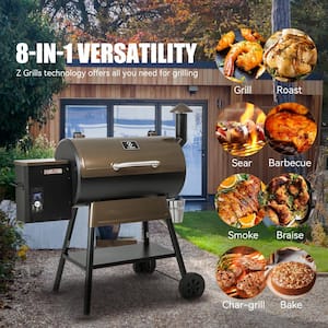 2024 Newest 549 sq.in Pellet Grill in Brown with PID Controller, 8 in 1 Outdoor Smoker