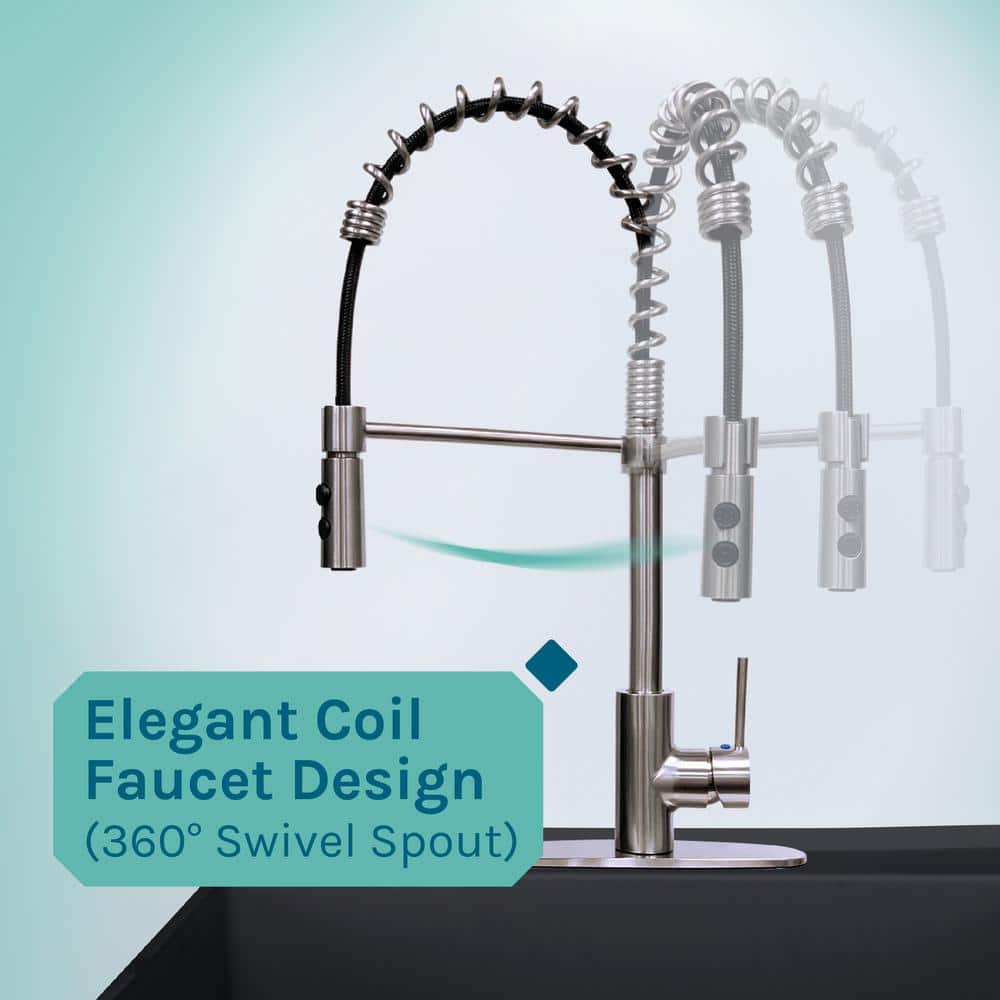 Black Freestanding Utility Sink with Stainless Steel Faucet