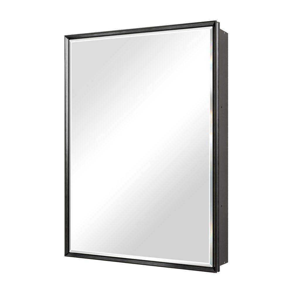 Musey 24 in. W x 30 in. H Black Rectangular Aluminum Recessed/Surface Framed Medicine Cabinet with Beveled Edge Mirror price history on PriceWatchPro