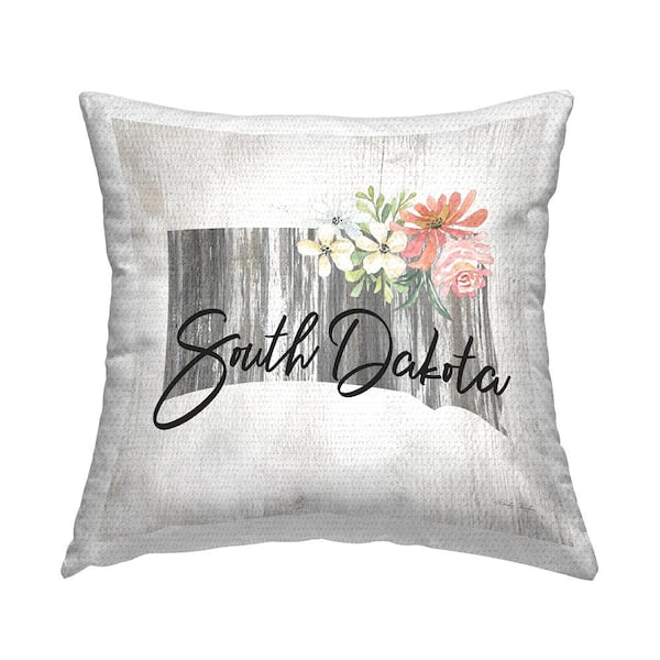 Stupell Industries South Dakota Floral State Multi-Color Square Outdoor Throw Pillow