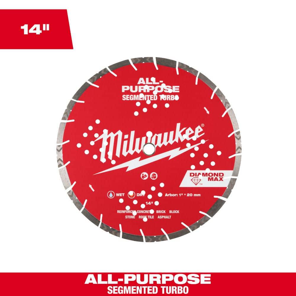 Milwaukee 14 in. 19-Tooth Segmented-Turbo Universal Diamond