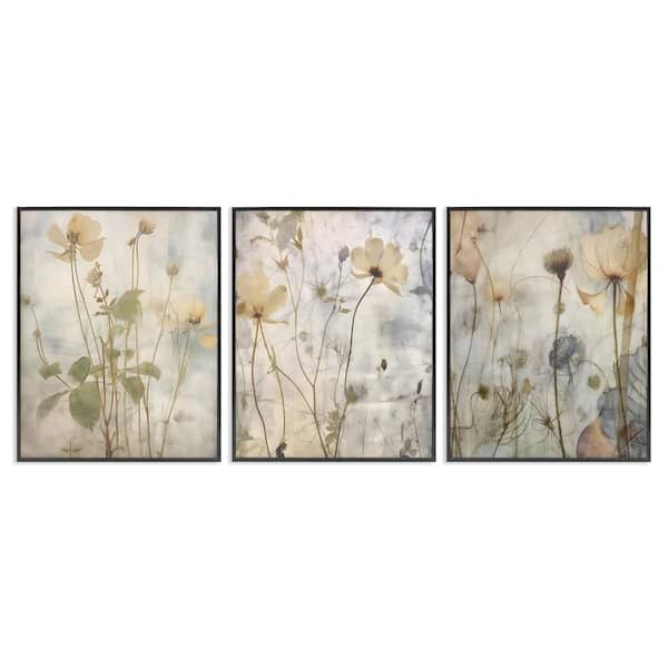Soft Blooming Botanicals by Lettered and Lined 3-Pieces Black Framed Nature Giclee Art Print 20 in. x 16 in.