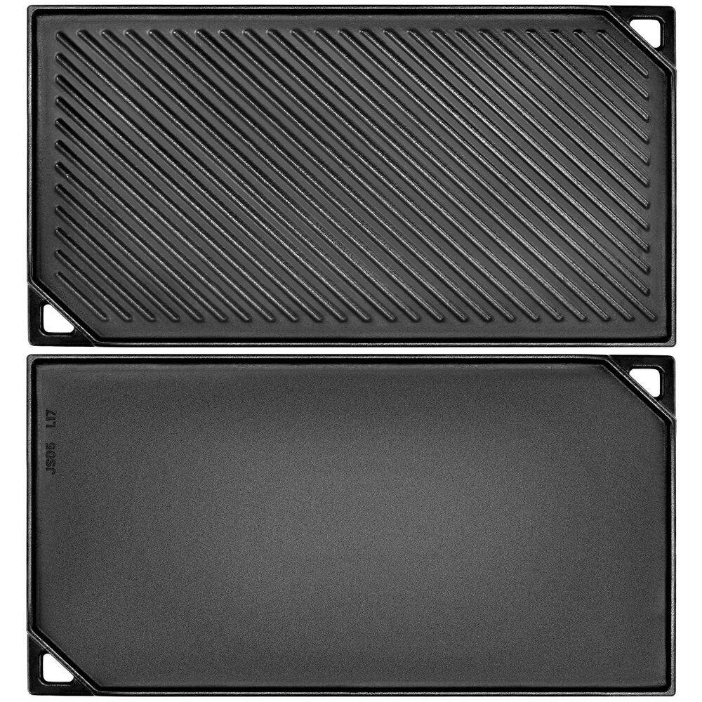 16.5 in. x 9.5 in. Double-Sided Cast Iron Griddle Matte Black Reversible Flat Ribbed Pan Gas Grill Compatible 1 Piece price history on PriceWatchPro