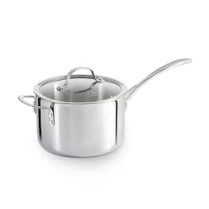 Tri-Ply 4.5 qt. Aluminum Sauce Pan in Stainless Steel with Glass Lid
