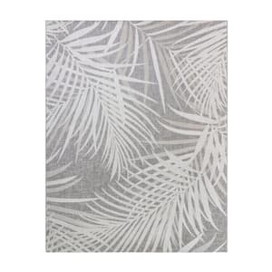 Paseo Paume Gray/Cream 9 ft. x 13 ft. Floral Indoor/Outdoor Area Rug