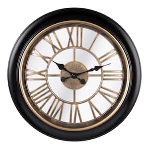 18 in. x 18 in. Black Kiera Grace Round Antique Wendel Decorative Plastic Wall Clock