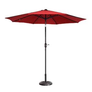9 ft. Outdoor Market Patio Umbrella with Base in Red