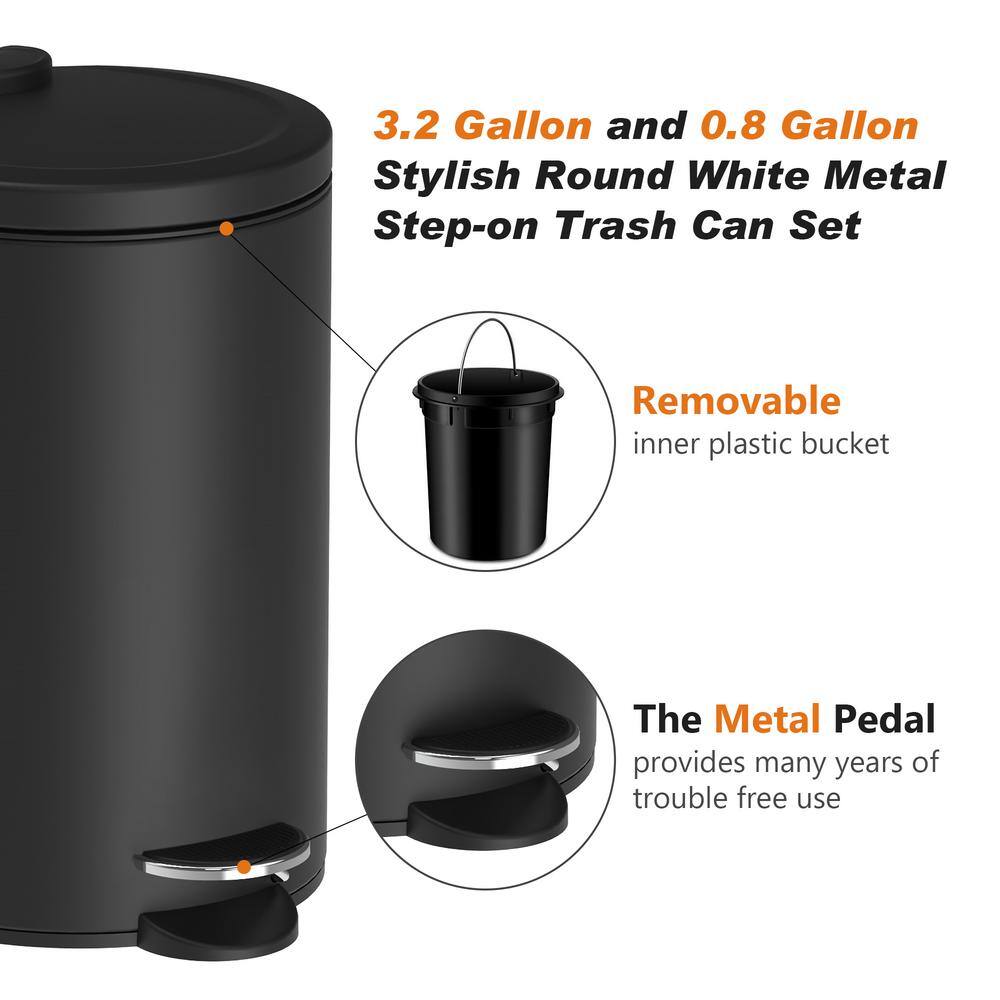 Black Metal Step-On Trash Can Combo with Pedal for Kids