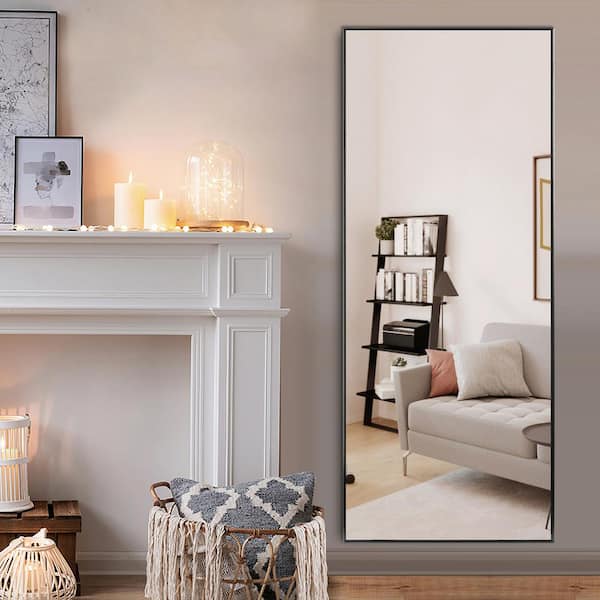 Large Rectangle Black Hooks Contemporary Mirror (59 in. H x 16 in. W)
