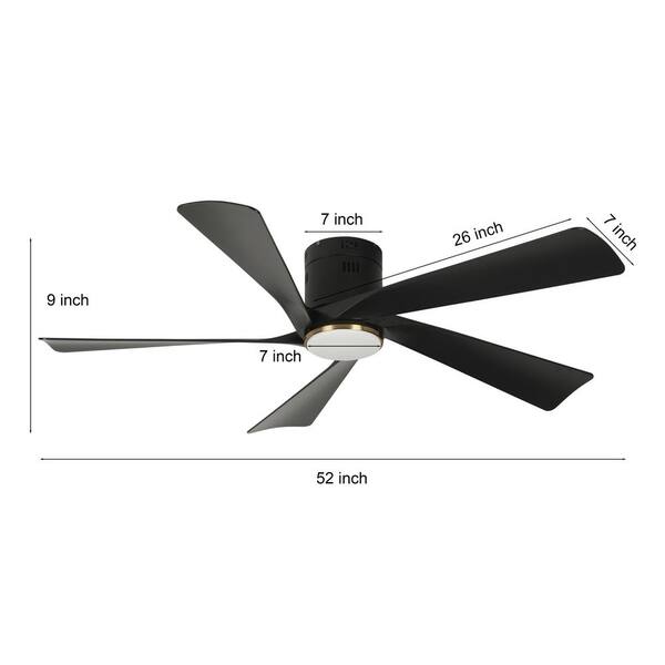 TOZING 52 in. Modern Indoor Black Low Profile Standard Flush