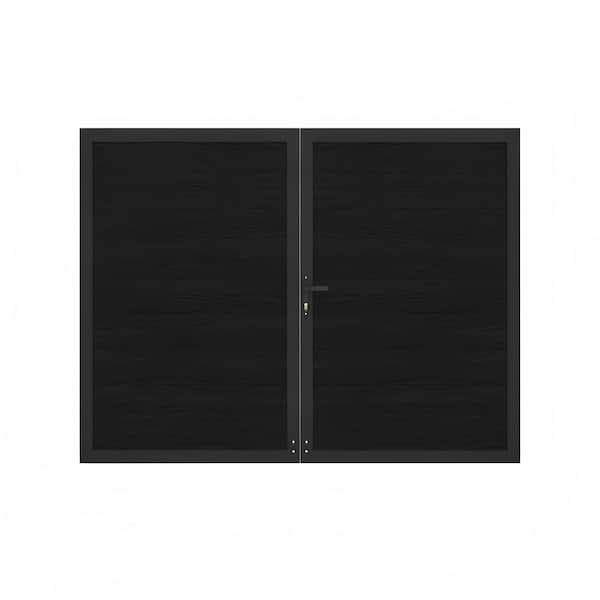 Outdoor 6 ft. W x 6 ft. H Black Composite Panel Fence Gate Kit for Garden Privacy