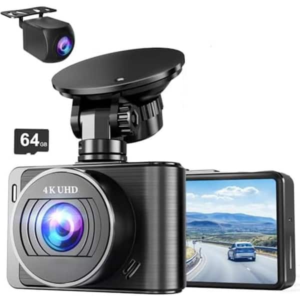 4K/1080p Dual Dash Camera with WiFi, 64GB SD Card, 2.0” IPS Screen