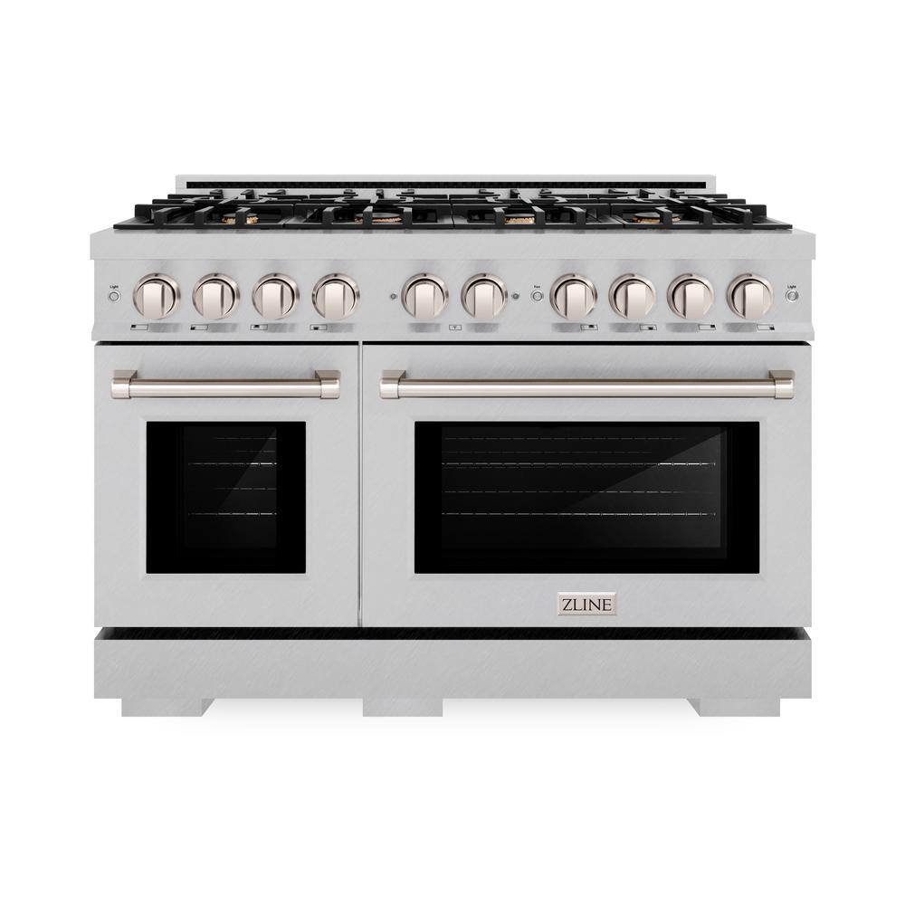 48 in. 6.7 cu. ft. Select Double Oven Gas Range in Satin Stainless Steel with 8 Brass Burners price history on PriceWatchPro