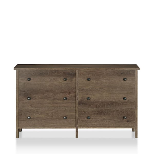 Furniture of America London 6-Drawer Distressed Walnut Dresser