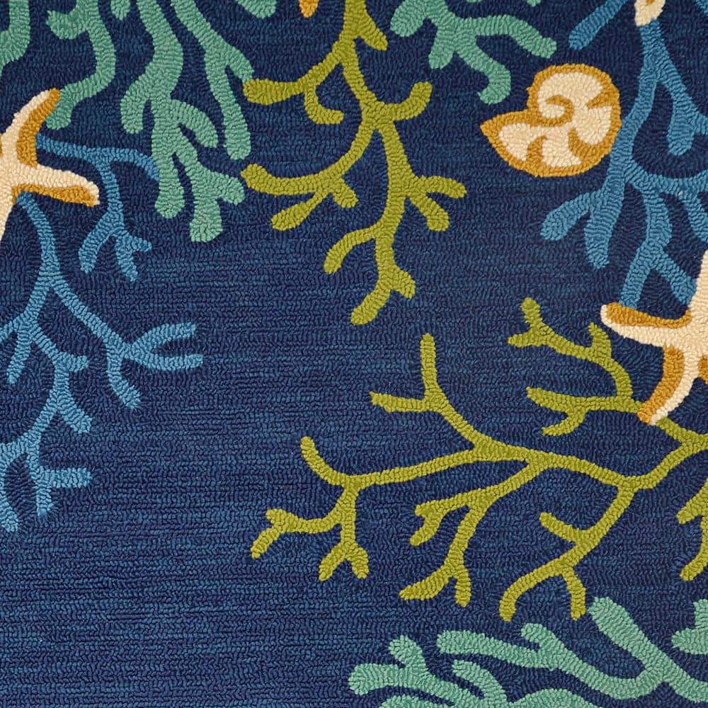 Sea Water Oceanic Blue 5'6" x 8' Handcrafted Synthetic Area Rug
