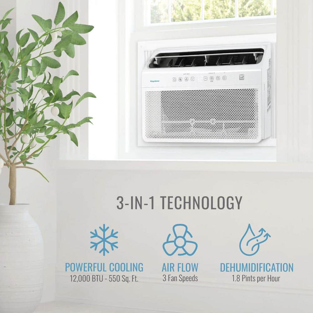 Keystone 12,000 BTU White Window Air Conditioner with Remote