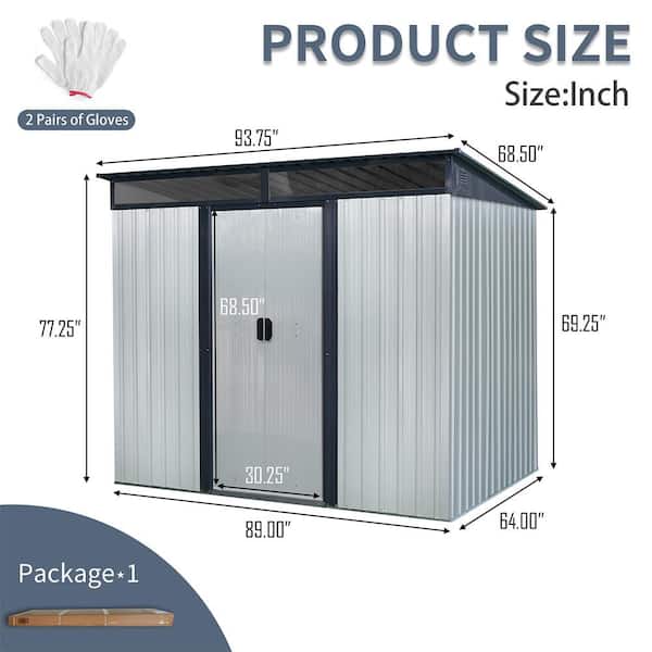 8 ft. W x 6 ft. D Metal Shed with Double Door (48 sq. ft. )