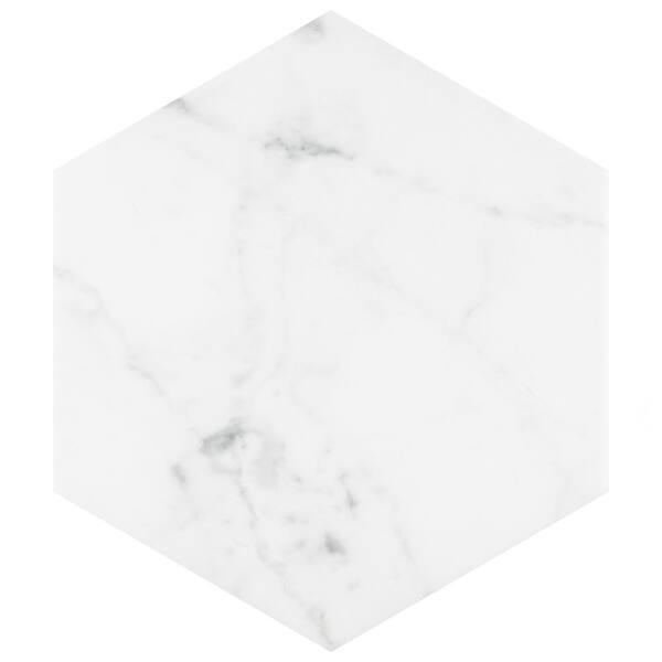 Merola Tile Classico Carrara Hexagon 7 in. x 8 in. Porcelain Floor and Wall Tile (7.67 sq. ft. / case)