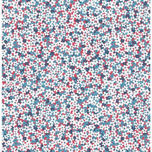 A-Street Prints Giverny Red Miniature Floral Red Wallpaper Sample