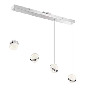 Silver Slice 200-Watt Equivalence Integrated LED Chrome Pendant with Crystal Shades