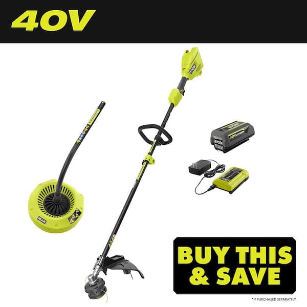 40V 15 in. Expand-It Cordless Battery Attachment Capable String Trimmer & Gutter Blower with 4.0 Ah Battery and Charger