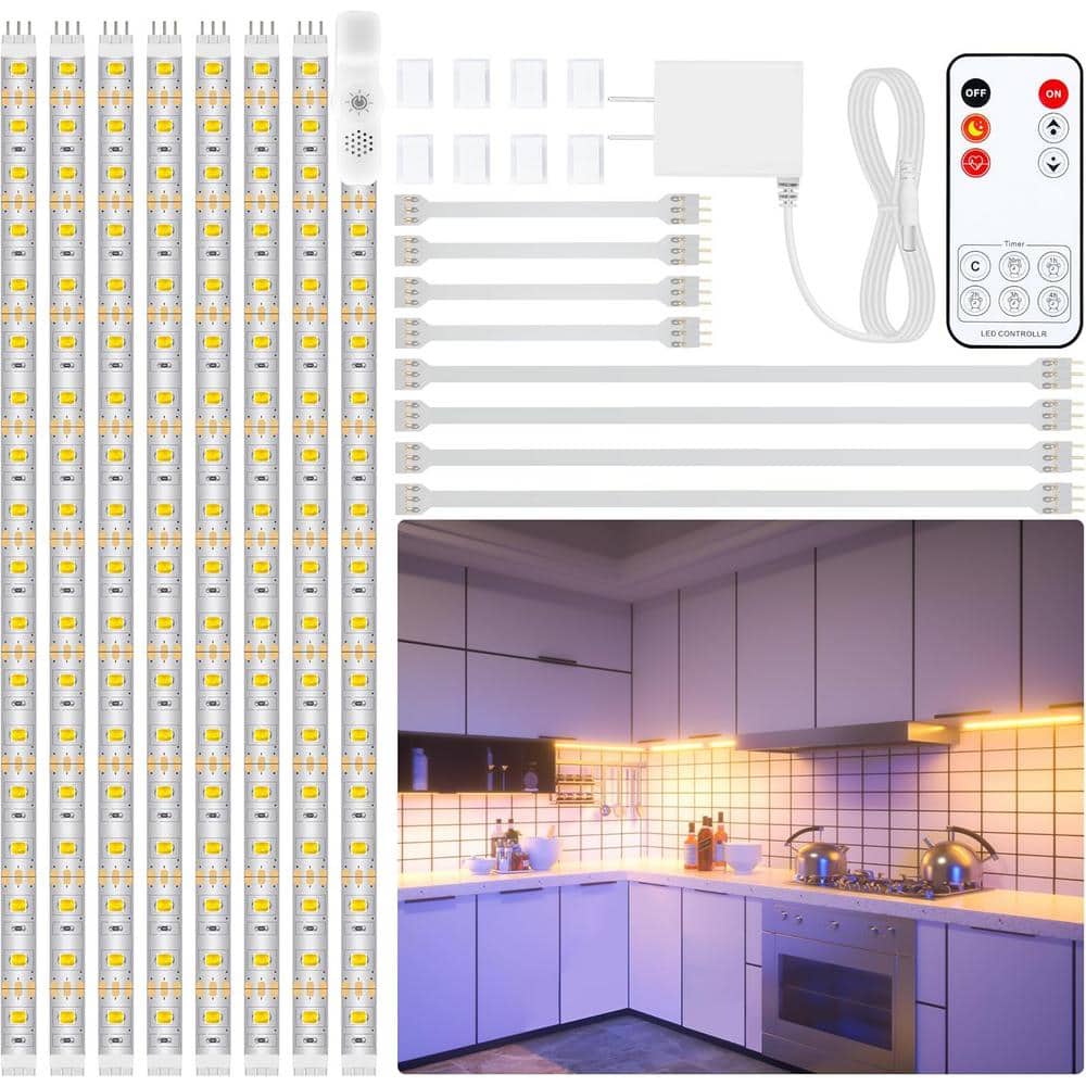 13 ft. Under Cabinet Lighting Kit, 2700K Warm White Flexible LED Strip Lights with Remote and Power Adapter (8-Pack) price history on PriceWatchPro