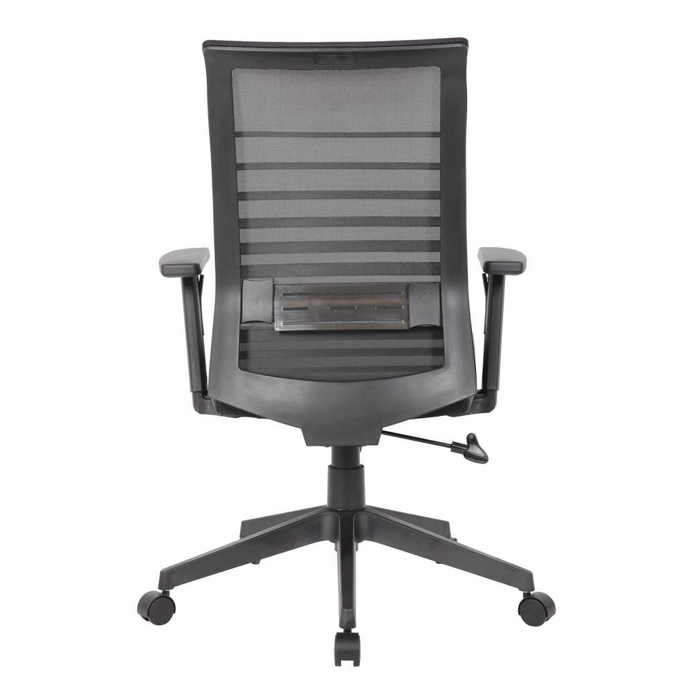 Black Ergonomic Mesh Back Vinyl Task Chair with Adjustable Arms