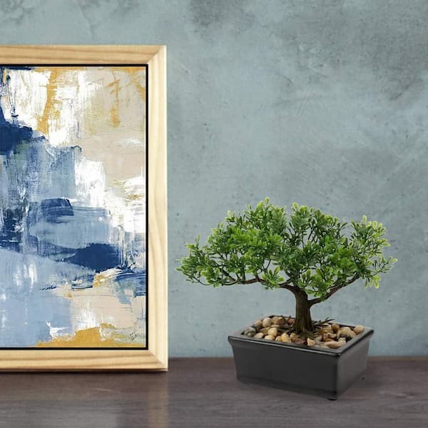 Artificial Juniper Bonsai Tree Indoor Faux Plant with Ceramic Pot for Table  Office Desk Shelf Bedroom Decor 59C1124D2106 - The Home Depot