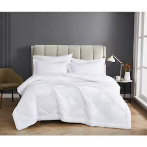 3-Piece White Solid Cotton Percale King Comforter Set