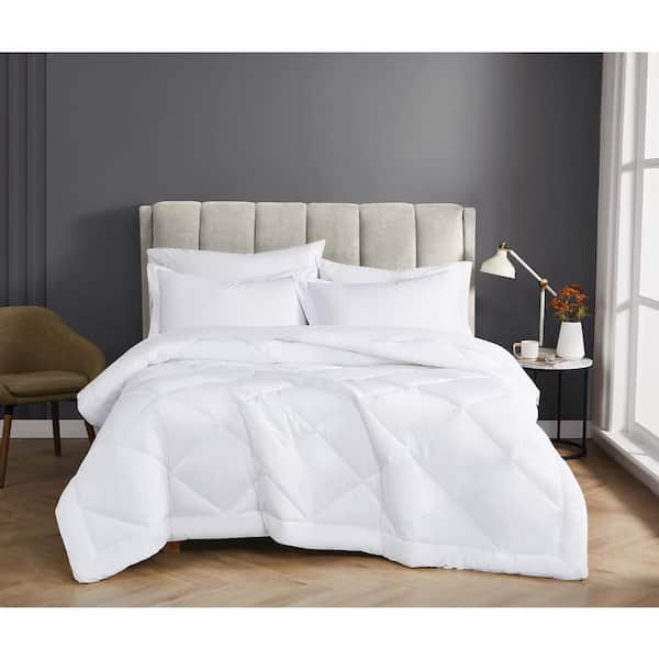 CANNON 3-Piece White Solid Cotton Percale King Comforter Set