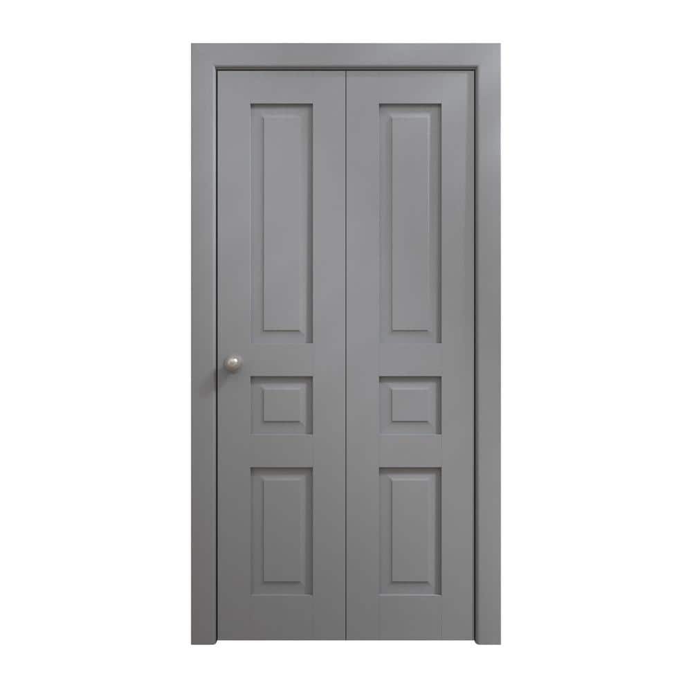 Assemble Required 60 in. x 84 in. Painted Grey Oak Solid Wood Bi-Fold Doors with Hardware price history on PriceWatchPro