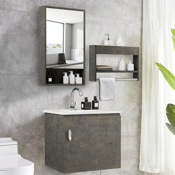 Gymax 18 In Modern Wall Mounted, Contemporary Bathroom Wall Cabinets