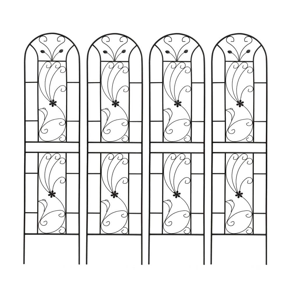 Garden Majesty 86.7 in. Black Iron Peacock Style Trellis-4 Pack for Climbing Plants price history on PriceWatchPro