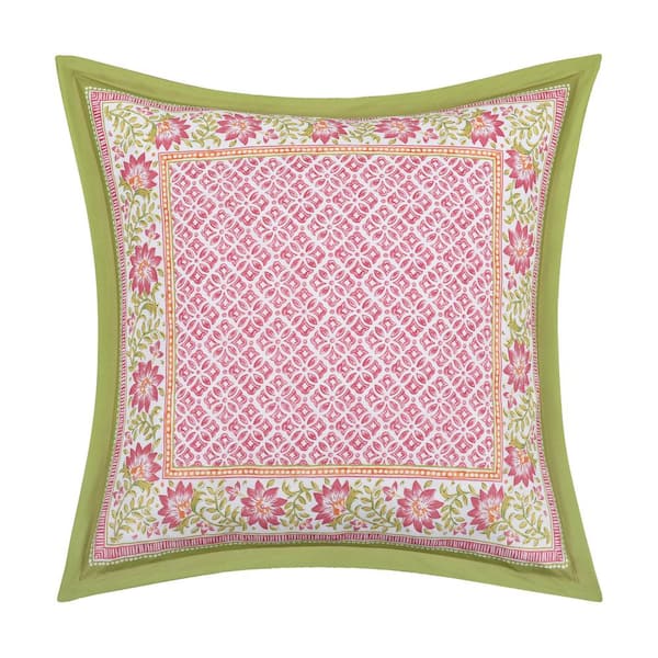 J QUEEN NEW YORK INC Sienna Pink Floral Polyester Euro Sham 26 in. L x 26 in. W